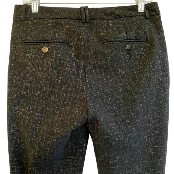 Calvin Klein Women's Printed Black Gold Metallic Hatch Ankle Pants 6 - Picture 6 of 14